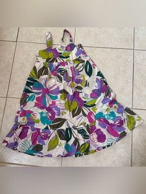 GAP Girls Floral Sundress - White, Purple & Teal